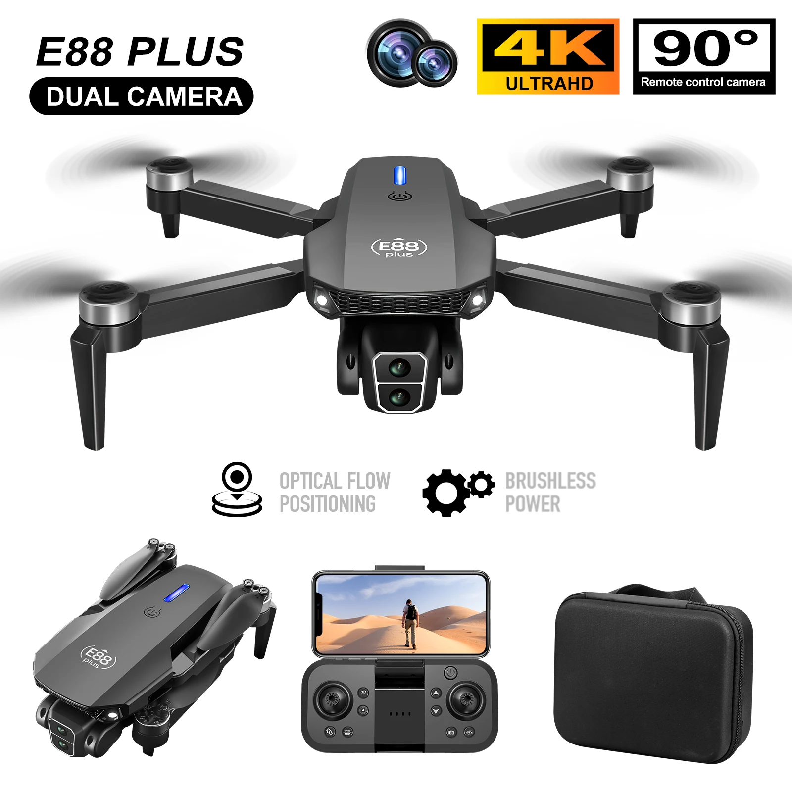 New E88 Plus Quadcopter Drone: - Drone Cinematic のレビューと価格